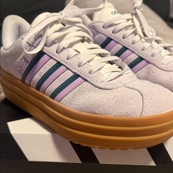 Adidas Women's Sneakers - Cream, Pink, and Green - Picture 2 of 3
